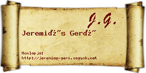 Jeremiás Gerő névjegykártya